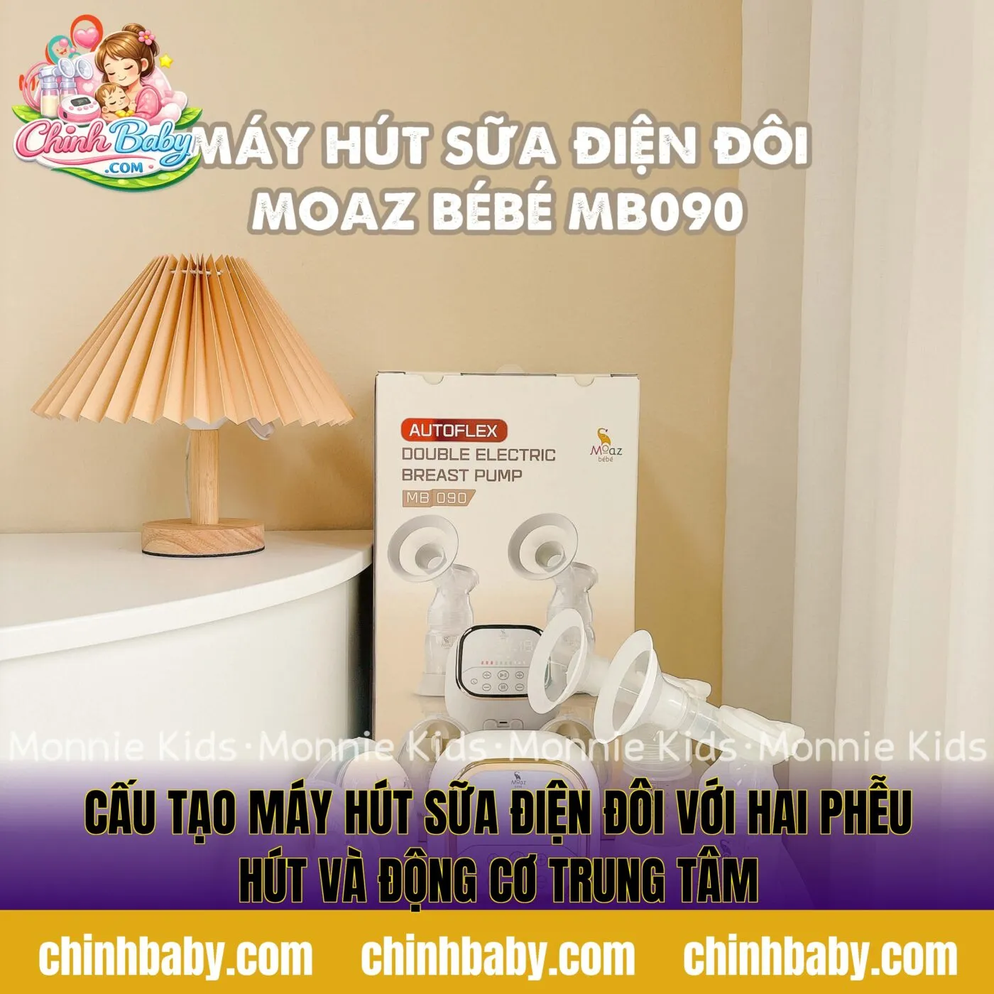 cấu tạo máy hút sữa điện đôi với hai phễu hút và động cơ trung tâm