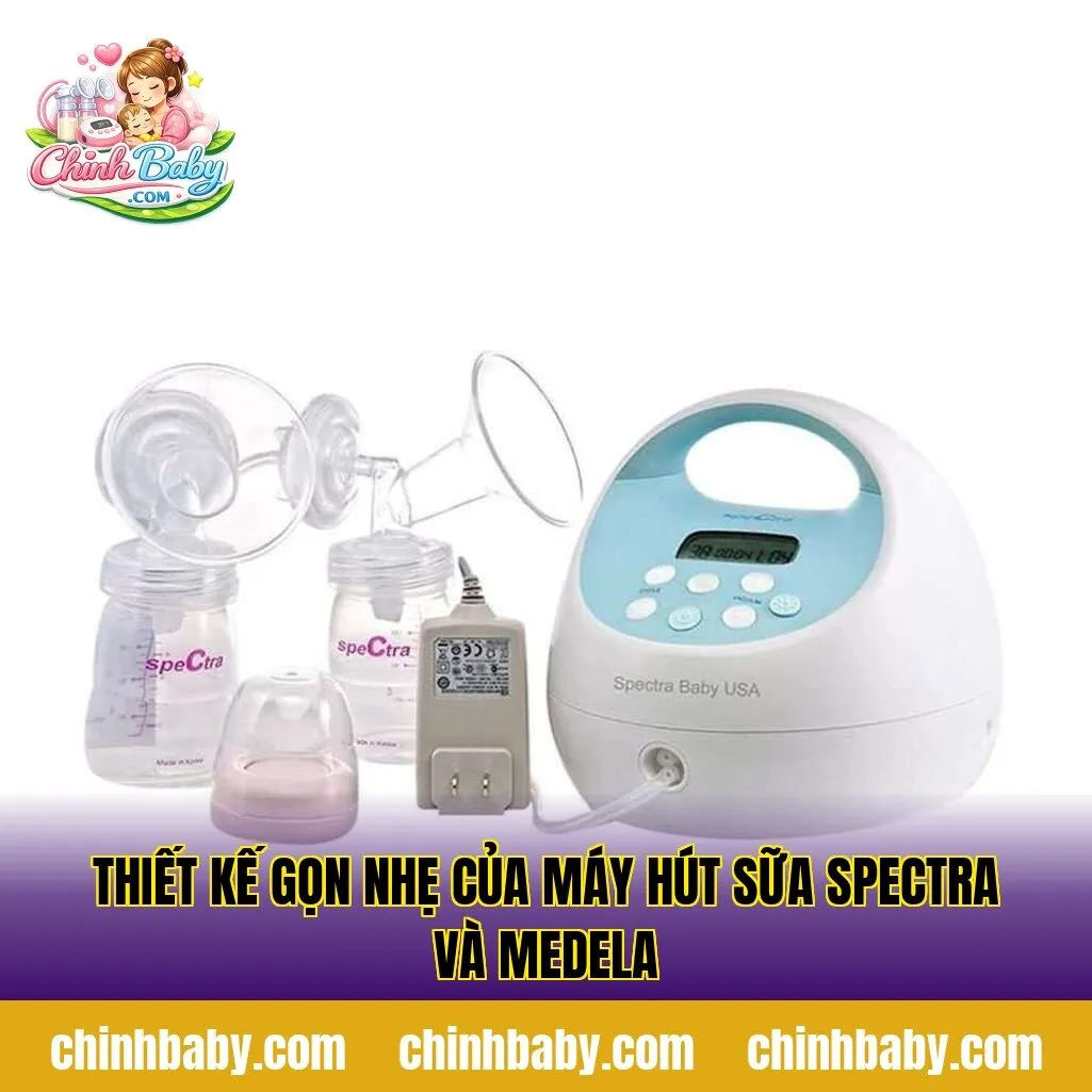 Thiết kế gọn nhẹ của máy hút sữa Spectra và Medela