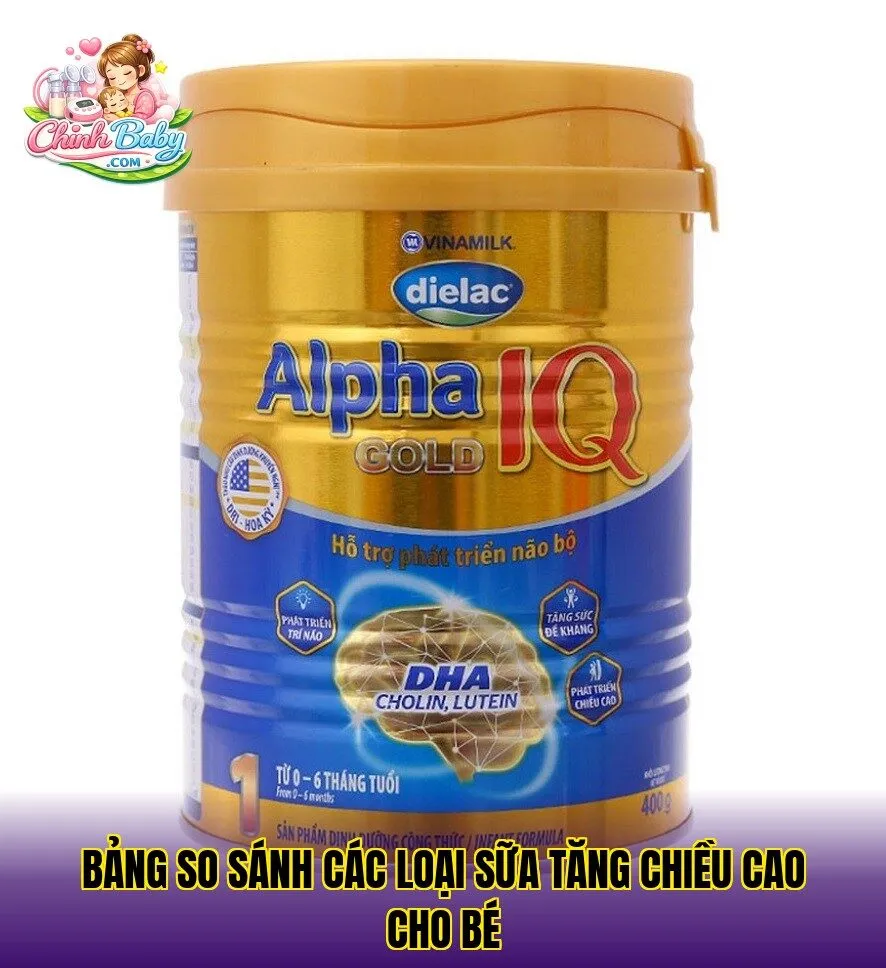 bảng so sánh các loại sữa tăng chiều cao cho bé