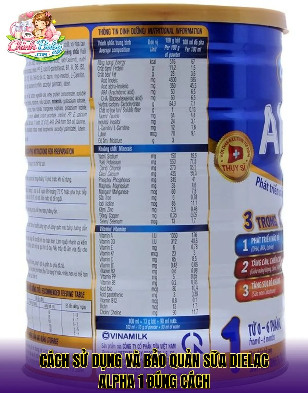 Cách sử dụng và bảo quản sữa Dielac Alpha 1 đúng cách