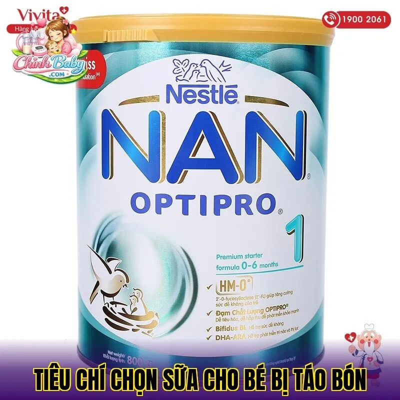 Tiêu chí chọn sữa cho bé bị táo bón