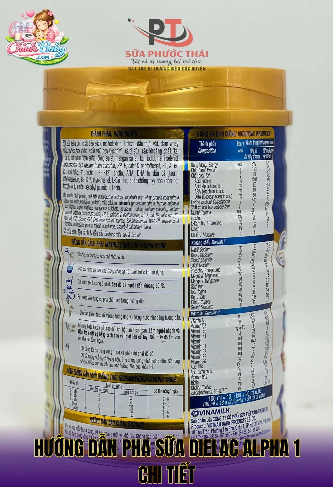 Hướng dẫn pha sữa Dielac Alpha 1 chi tiết