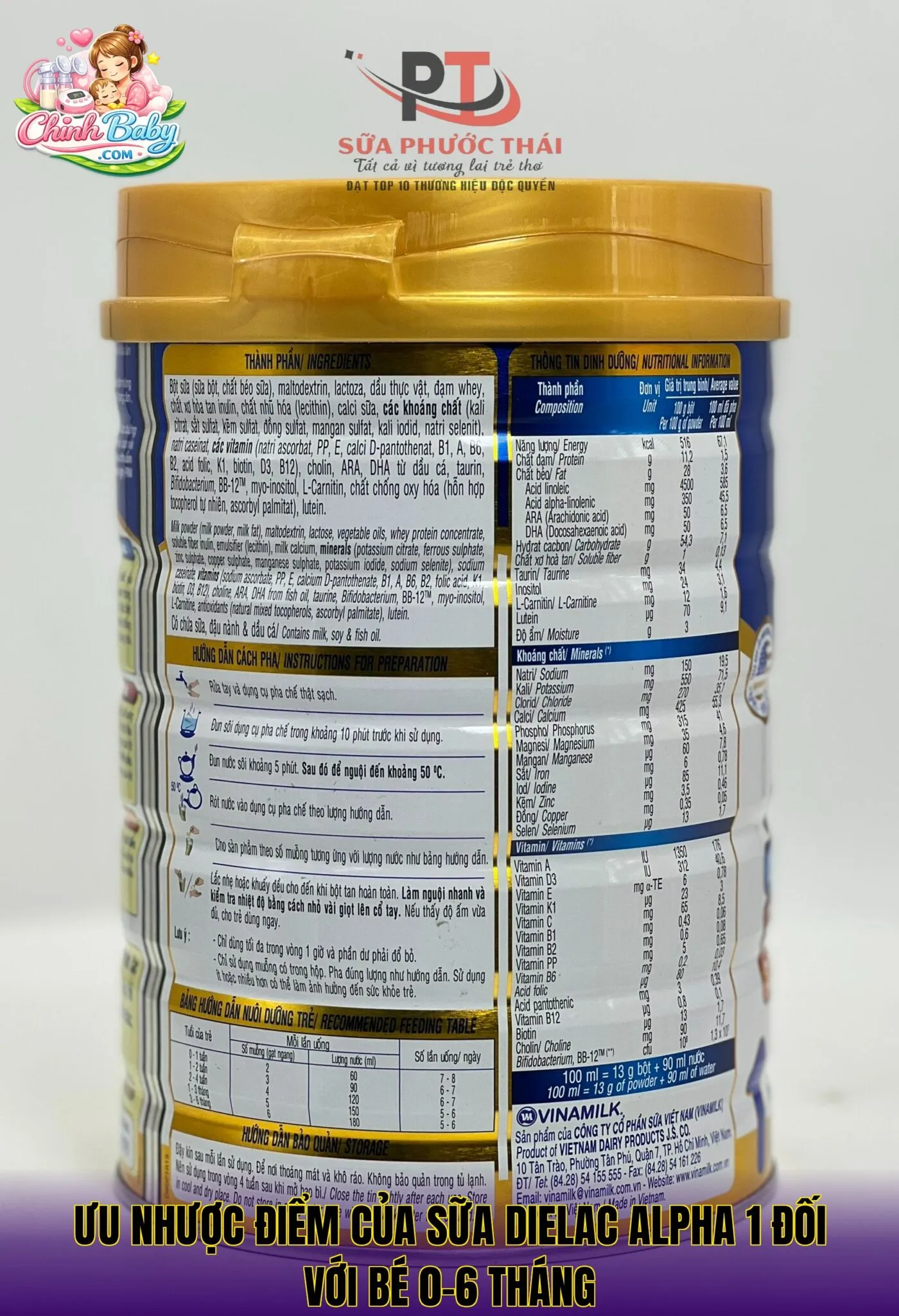 Ưu nhược điểm của sữa Dielac Alpha 1 đối với bé 0-6 tháng